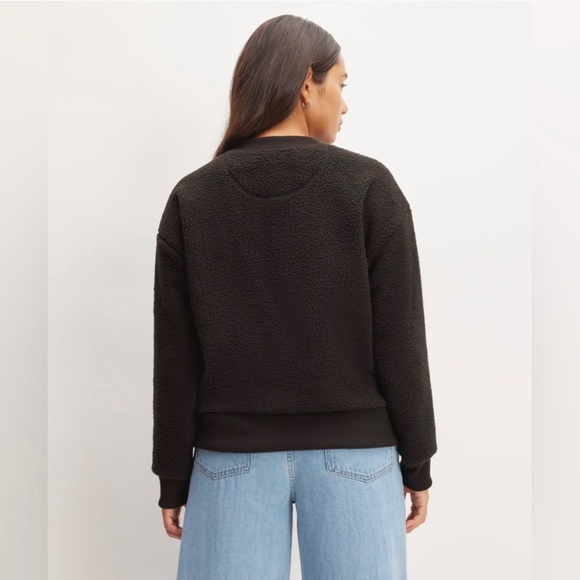 Everlane Black ReNew Fleece Oversized Crew Pullover Sweater Size Small - Picture 2 of 6